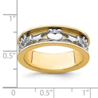14K Gelbgold Zweifarbiger Claddagh-Ring