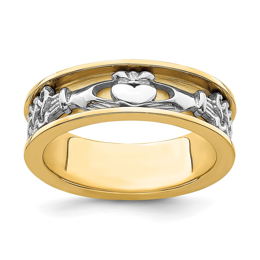 14K Gelbgold Zweifarbiger Claddagh-Ring