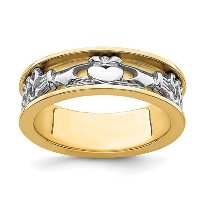 14K Gelbgold Zweifarbiger Claddagh-Ring