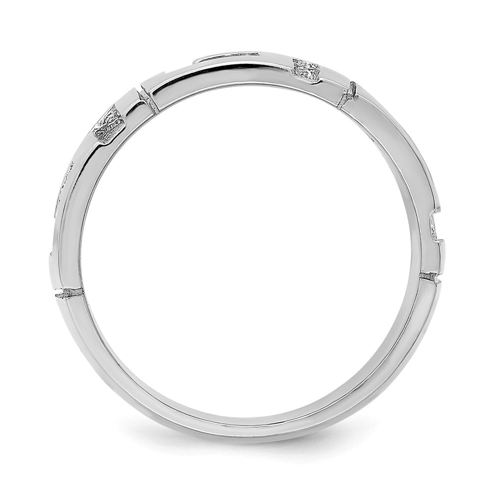 14K Weißgold Ring mit ausgeschnittenem Mäandermuster