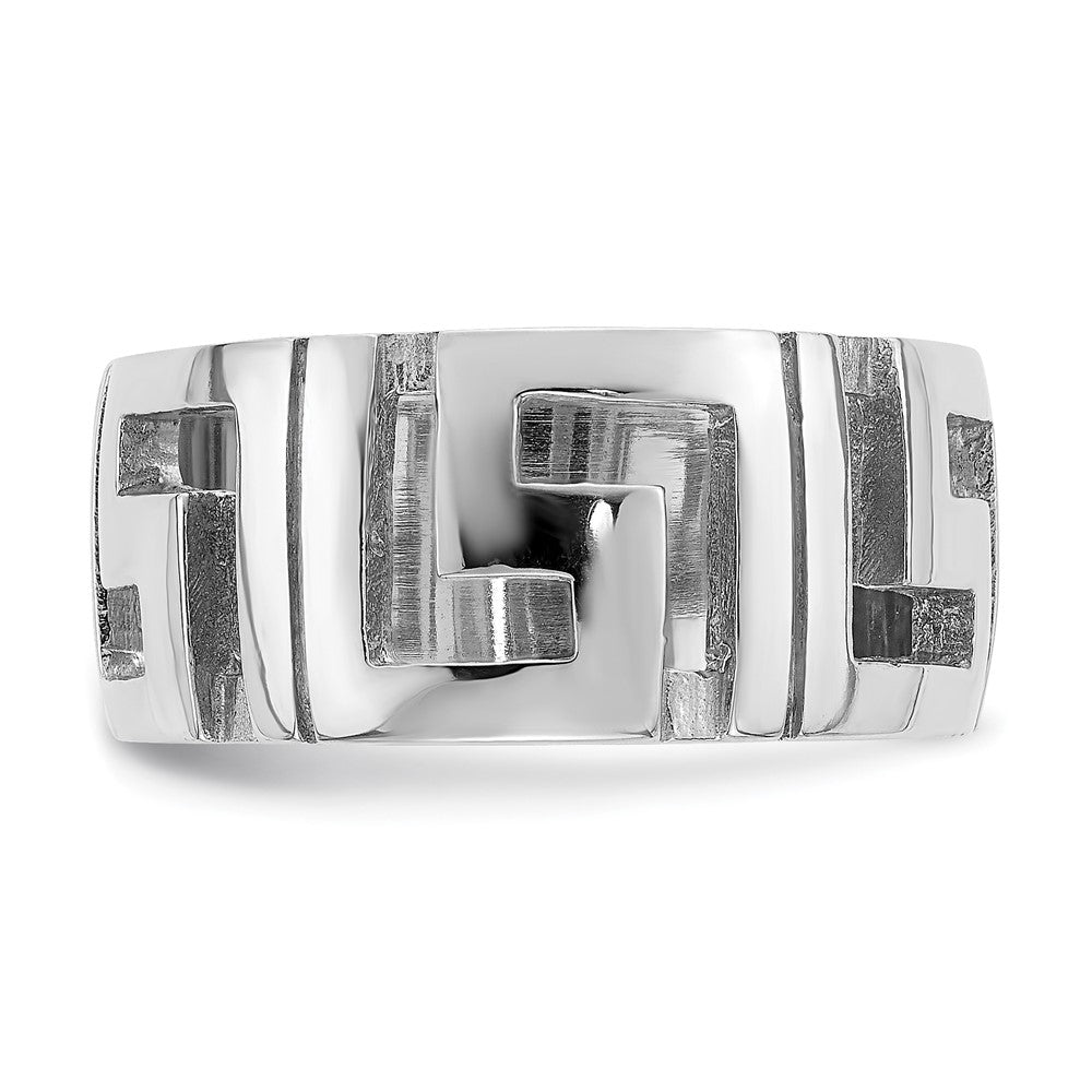 14K Weißgold Ring mit ausgeschnittenem Mäandermuster