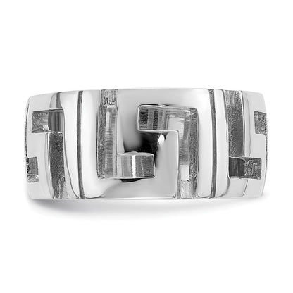 14K Weißgold Ring mit ausgeschnittenem Mäandermuster