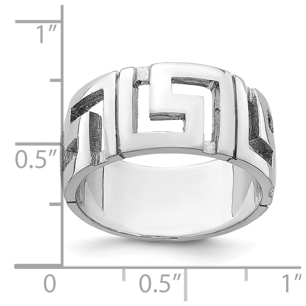 14K Weißgold Ring mit ausgeschnittenem Mäandermuster