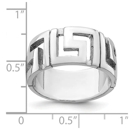 14K Weißgold Ring mit ausgeschnittenem Mäandermuster