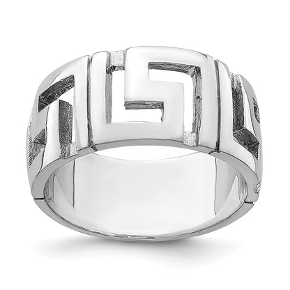 14K Weißgold Ring mit ausgeschnittenem Mäandermuster