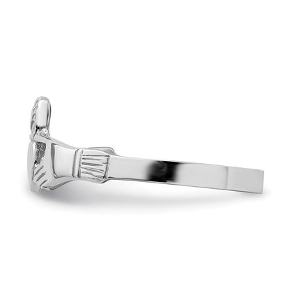 14K Weißgold Claddagh-Ring, poliert