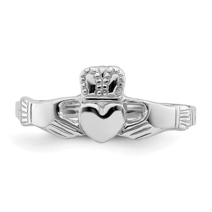 14K Weißgold Claddagh-Ring, poliert