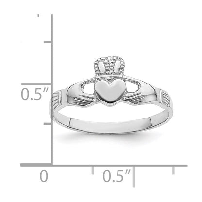 14K Weißgold Claddagh-Ring, poliert