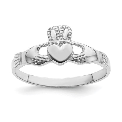 14K Weißgold Claddagh-Ring, poliert