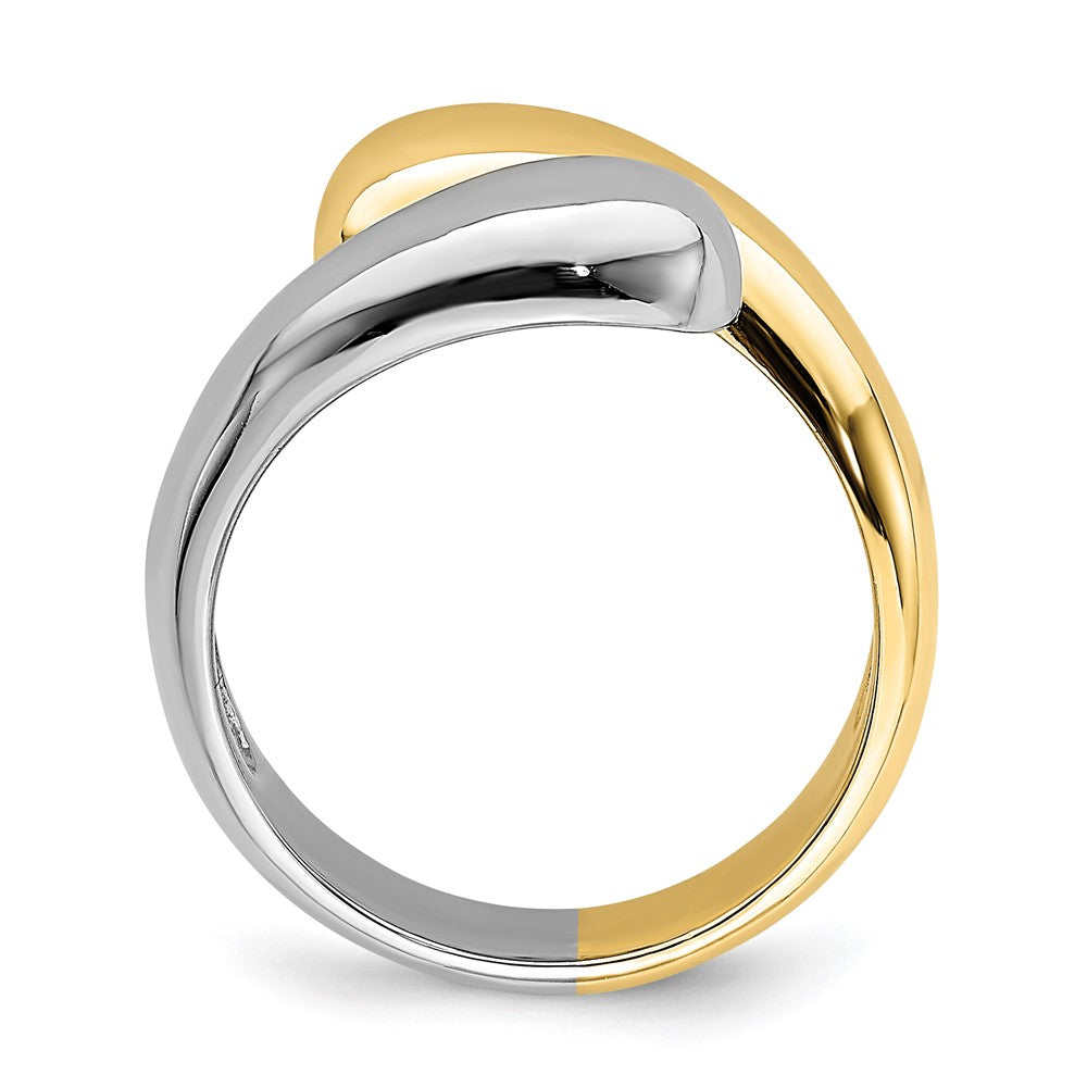 14K Bicolor-Gold Bypass-Ring, poliert