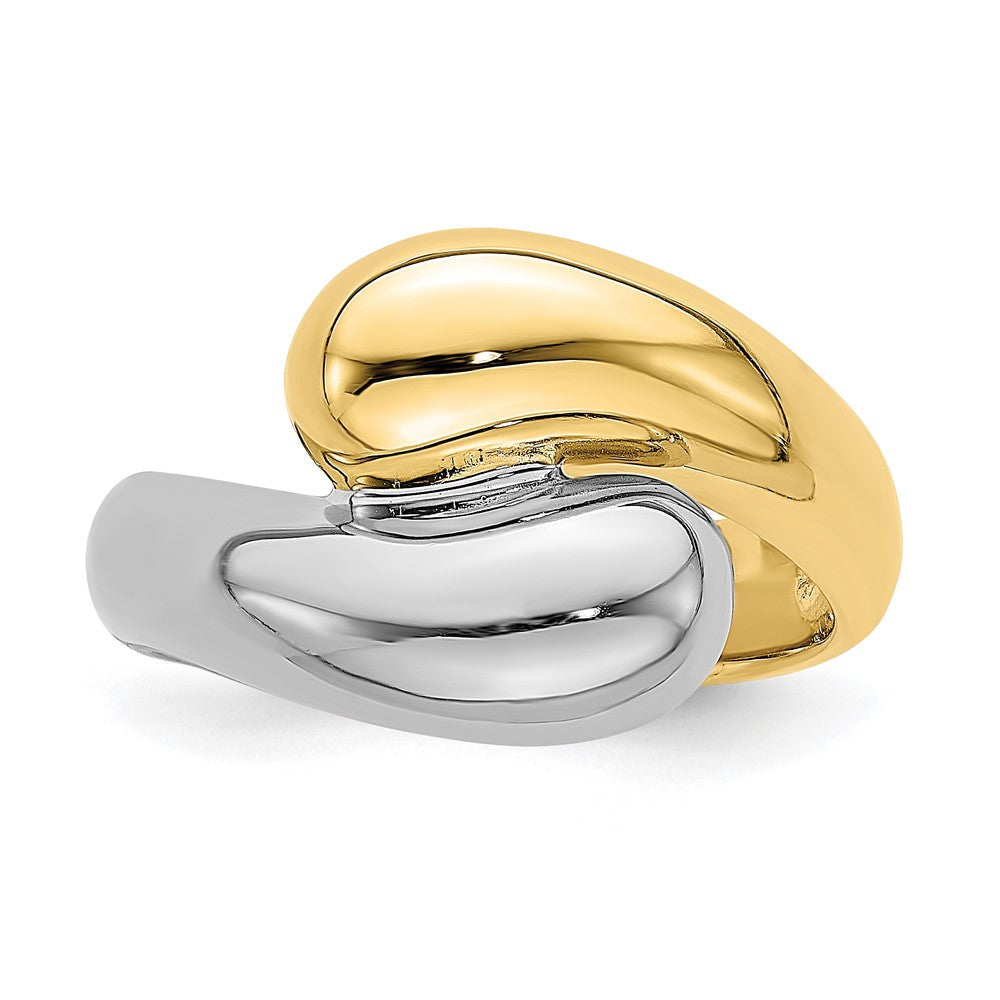 14K Bicolor-Gold Bypass-Ring, poliert