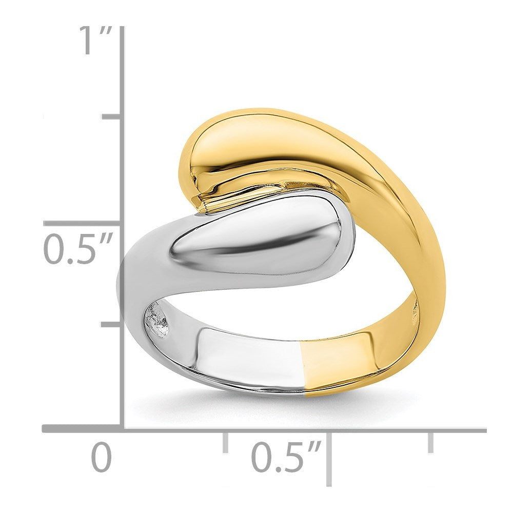 14K Bicolor-Gold Bypass-Ring, poliert