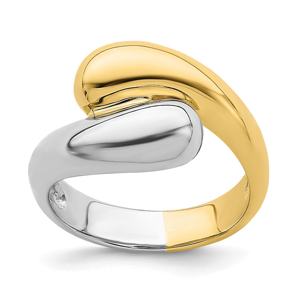14K Bicolor-Gold Bypass-Ring, poliert
