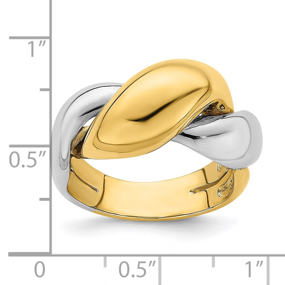 14K Bicolor Gold Polierter Gedrehter Bombierter Ring