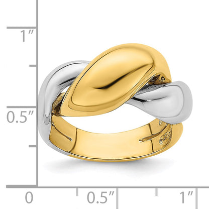 14K Bicolor Gold Polierter Gedrehter Bombierter Ring