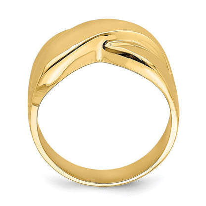 Ring mit poliertem X-Design aus 14K Gelbgold