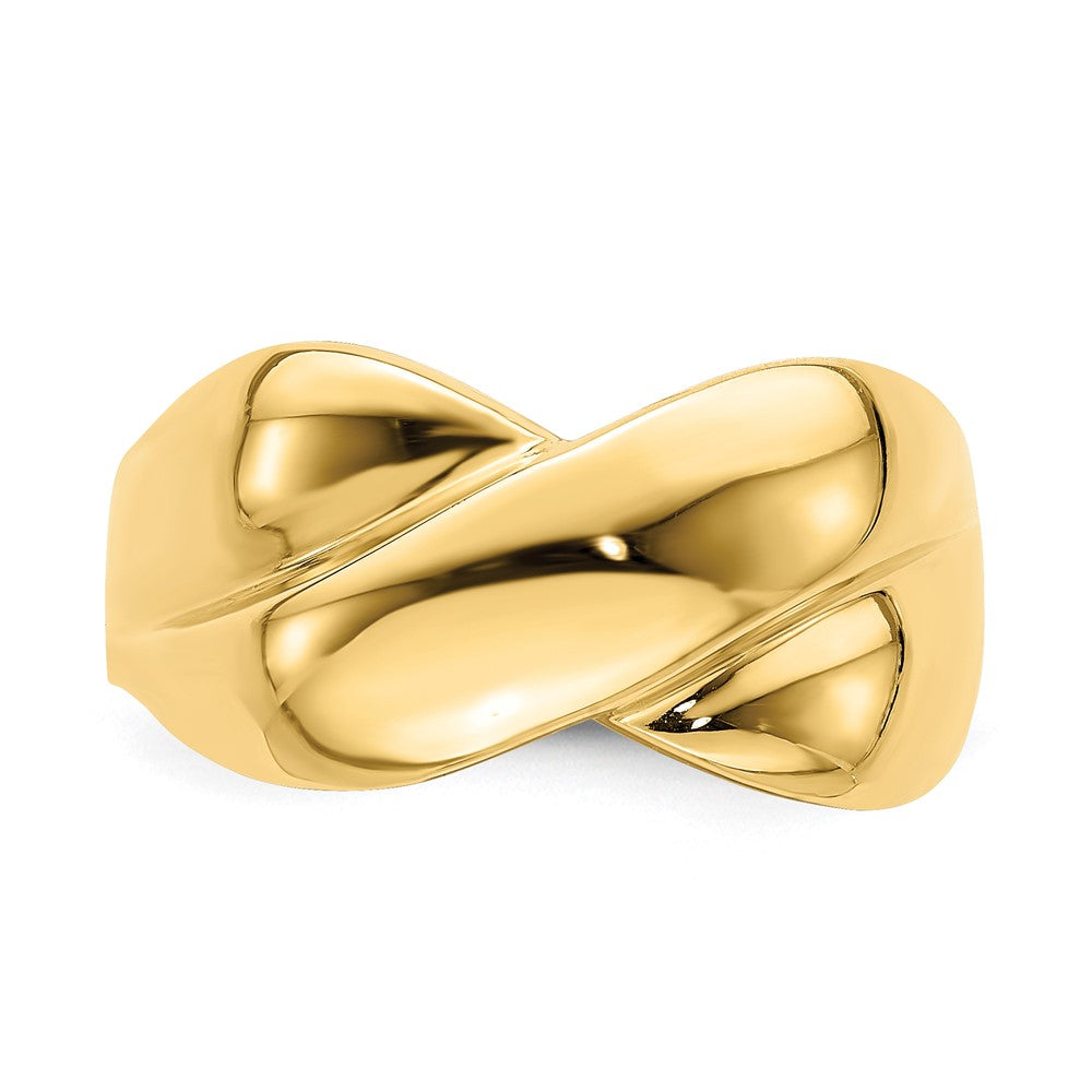 Ring mit poliertem X-Design aus 14K Gelbgold