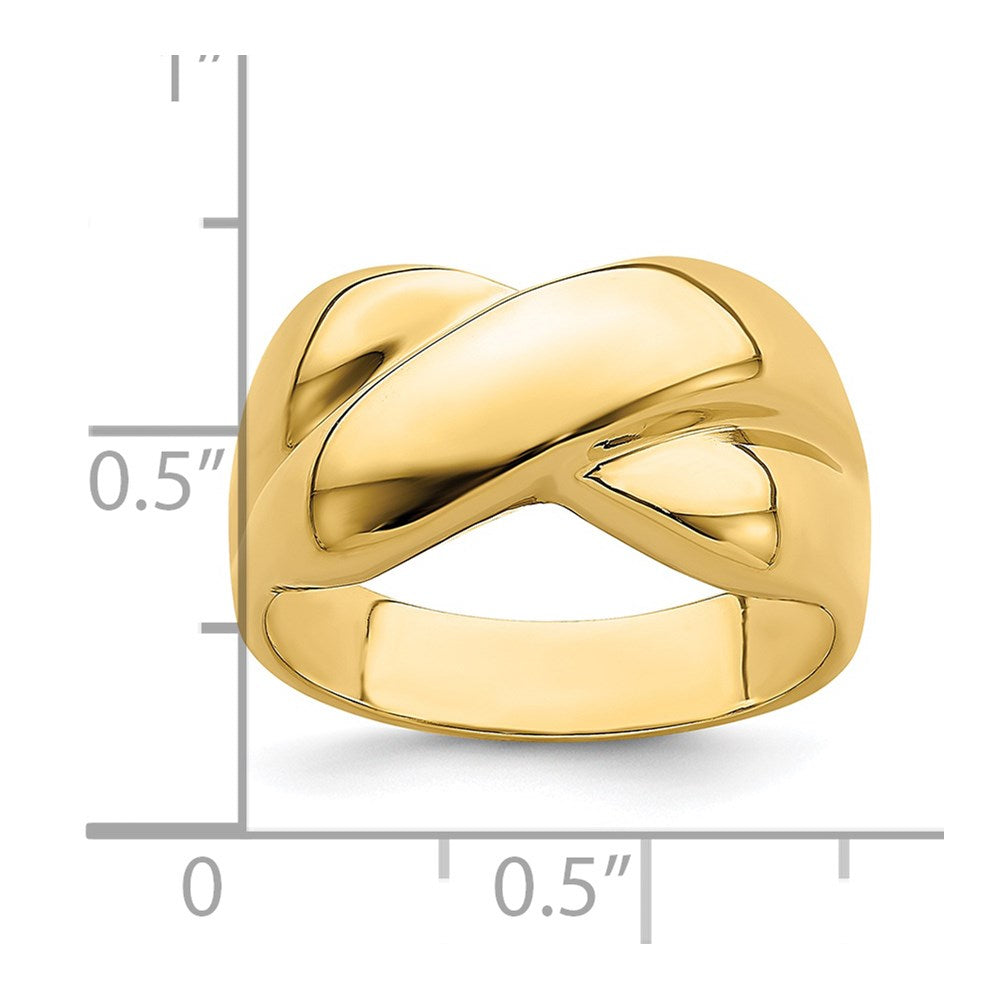 Ring mit poliertem X-Design aus 14K Gelbgold