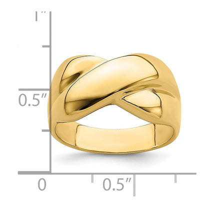 Ring mit poliertem X-Design aus 14K Gelbgold