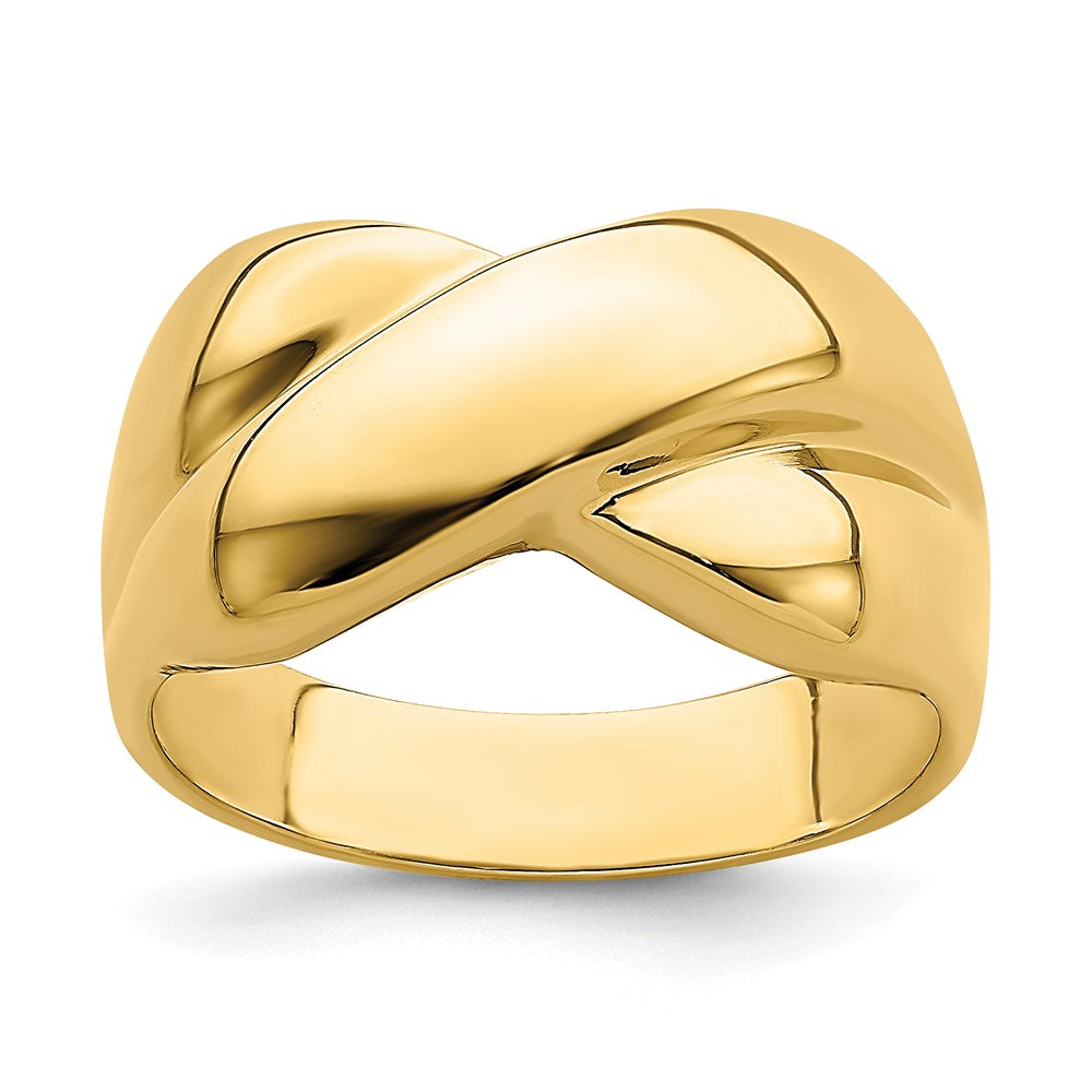 Ring mit poliertem X-Design aus 14K Gelbgold