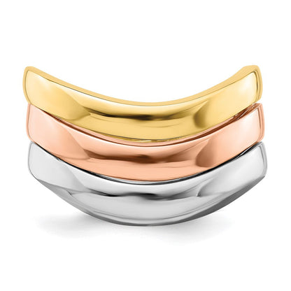 14K Tricolor-Gold Ring mit dreifacher Wellenform