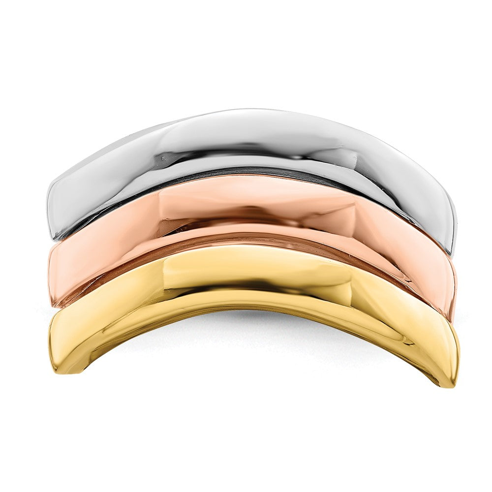 14K Tricolor-Gold Ring mit dreifacher Wellenform
