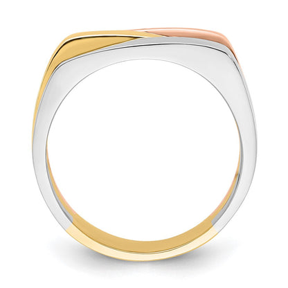 14K Tricolor Gold Ring mit modernem, flachem Design