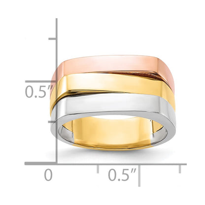 14K Tricolor Gold Ring mit modernem, flachem Design