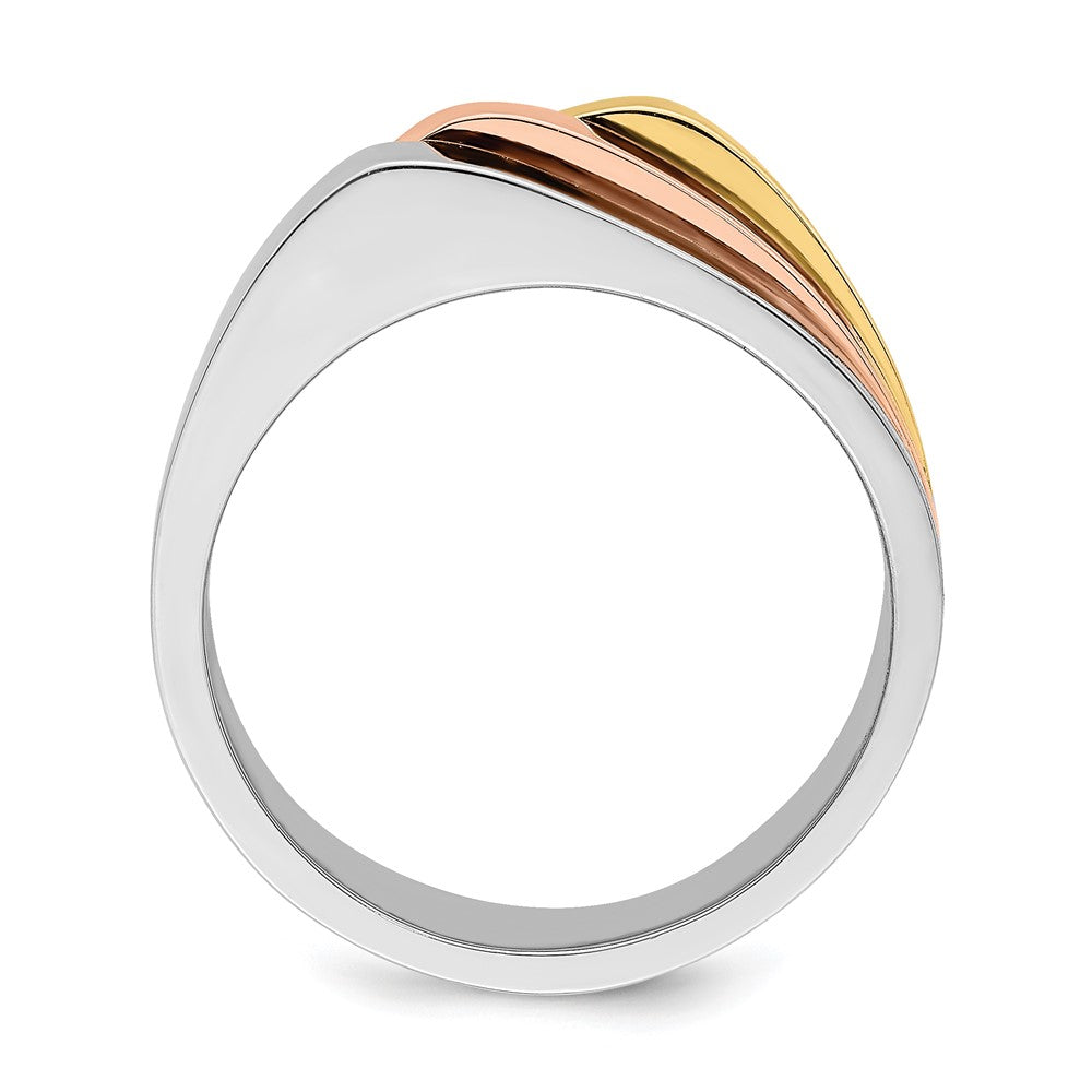 14K Tricolor Gold Ring mit dreifach erhöhter Spitze