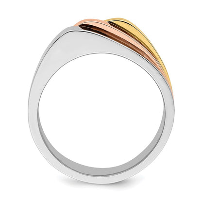 14K Tricolor Gold Ring mit dreifach erhöhter Spitze