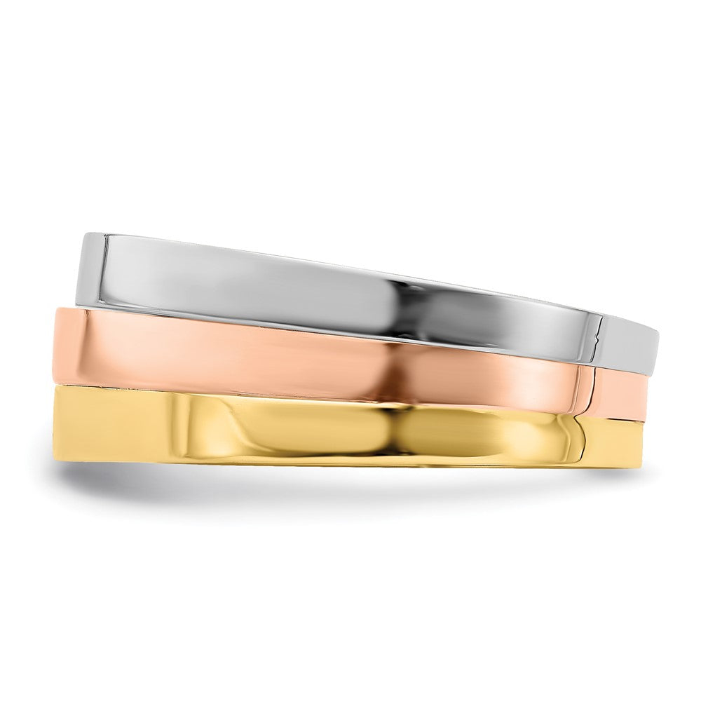 14K Tricolor Gold Ring mit dreifach erhöhter Spitze