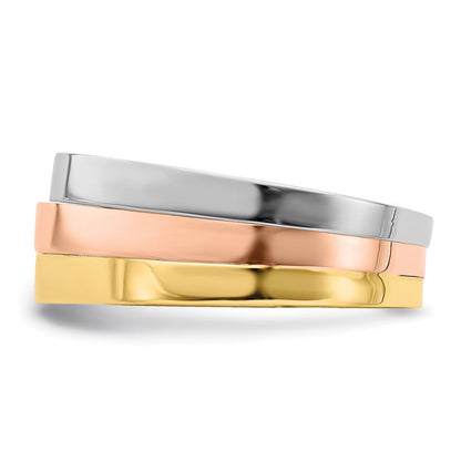 14K Tricolor Gold Ring mit dreifach erhöhter Spitze