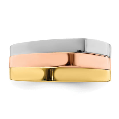 14K Tricolor Gold Ring mit dreifach erhöhter Spitze