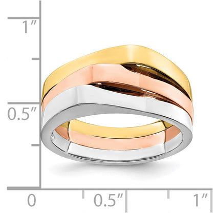 14K Tricolor Gold Ring mit dreifach erhöhter Spitze