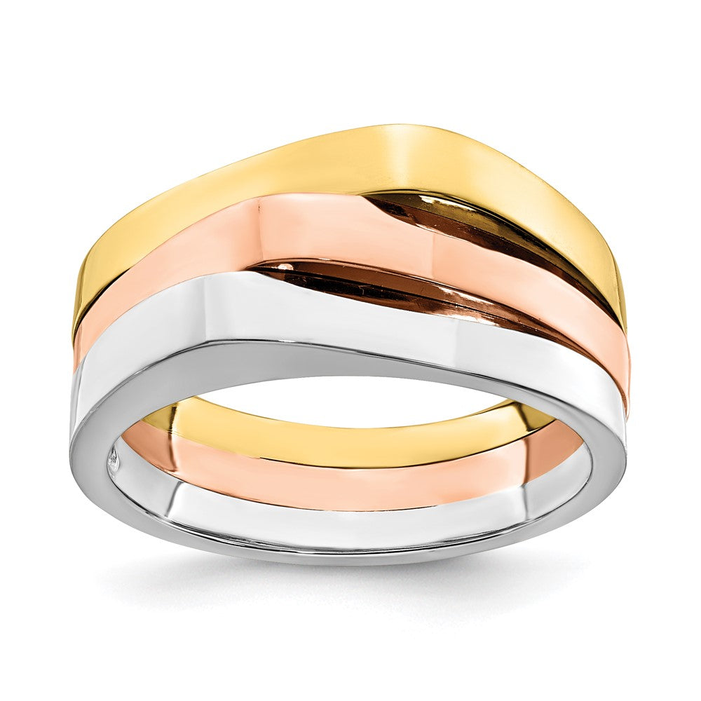 14K Tricolor Gold Ring mit dreifach erhöhter Spitze