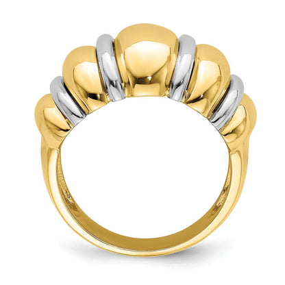 14K Bicolor-Gold Shrimp-Dome-Ring