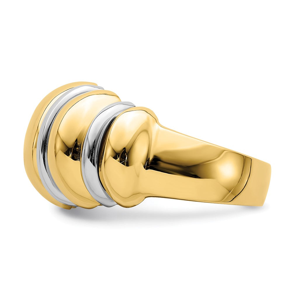 14K Bicolor-Gold Shrimp-Dome-Ring