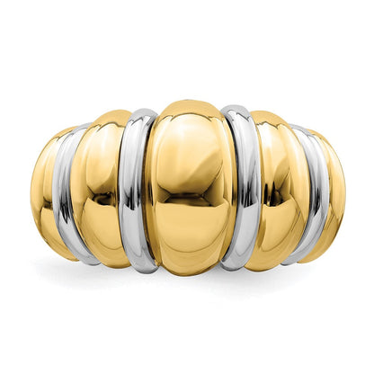 14K Bicolor-Gold Shrimp-Dome-Ring