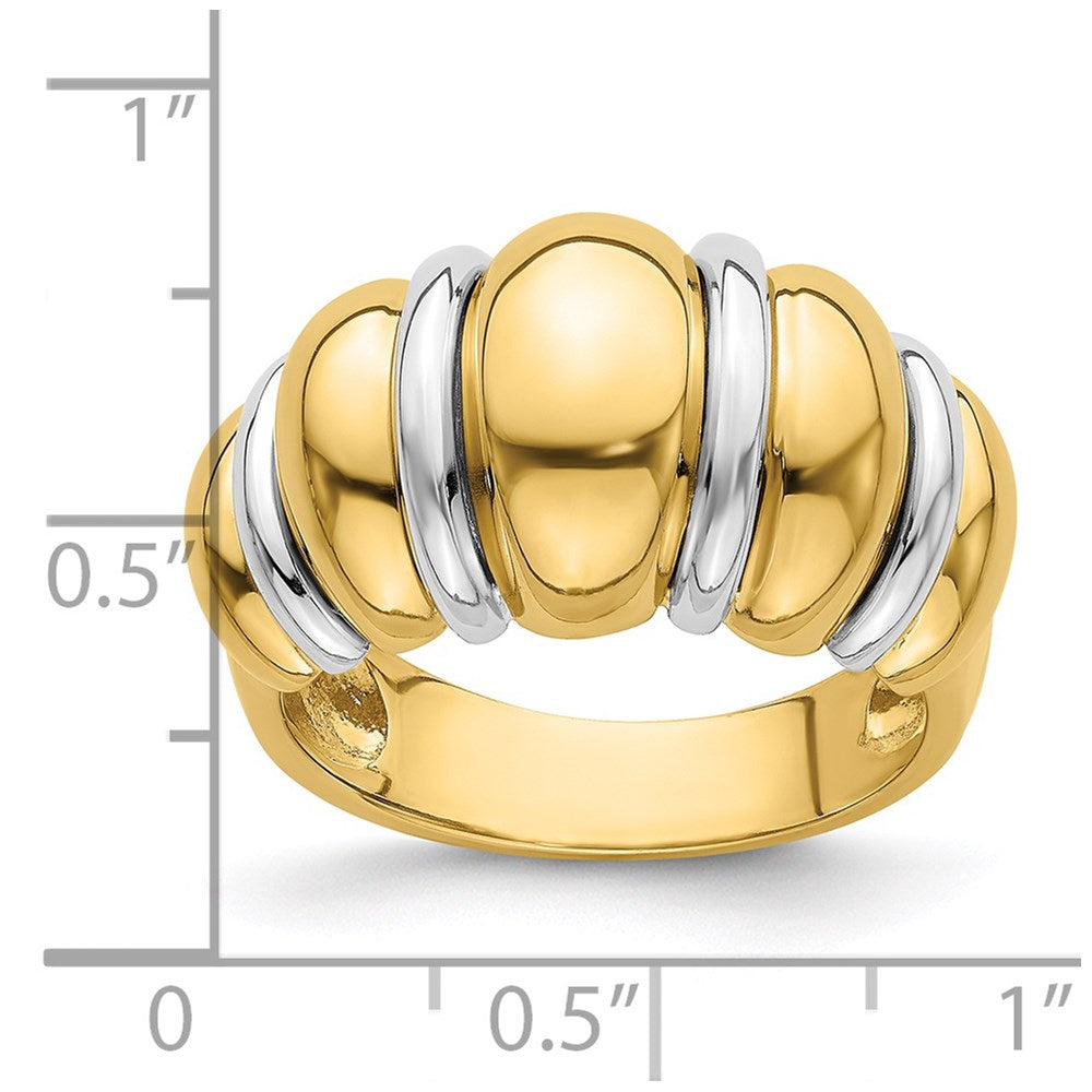 14K Bicolor-Gold Shrimp-Dome-Ring