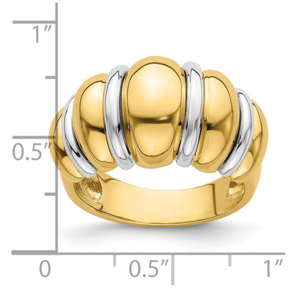 14K Bicolor-Gold Shrimp-Dome-Ring