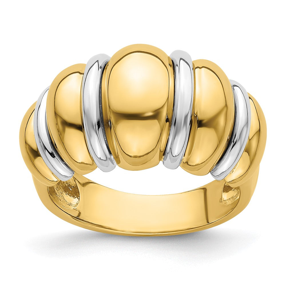 14K Bicolor-Gold Shrimp-Dome-Ring