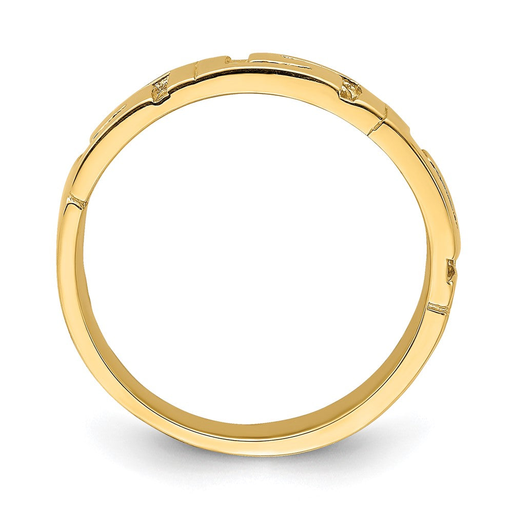 14K Gelbgold Ring mit griechischem Mäanderdesign und verjüngtem Ringschaft