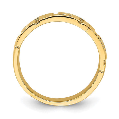 14K Gelbgold Ring mit griechischem Mäanderdesign und verjüngtem Ringschaft