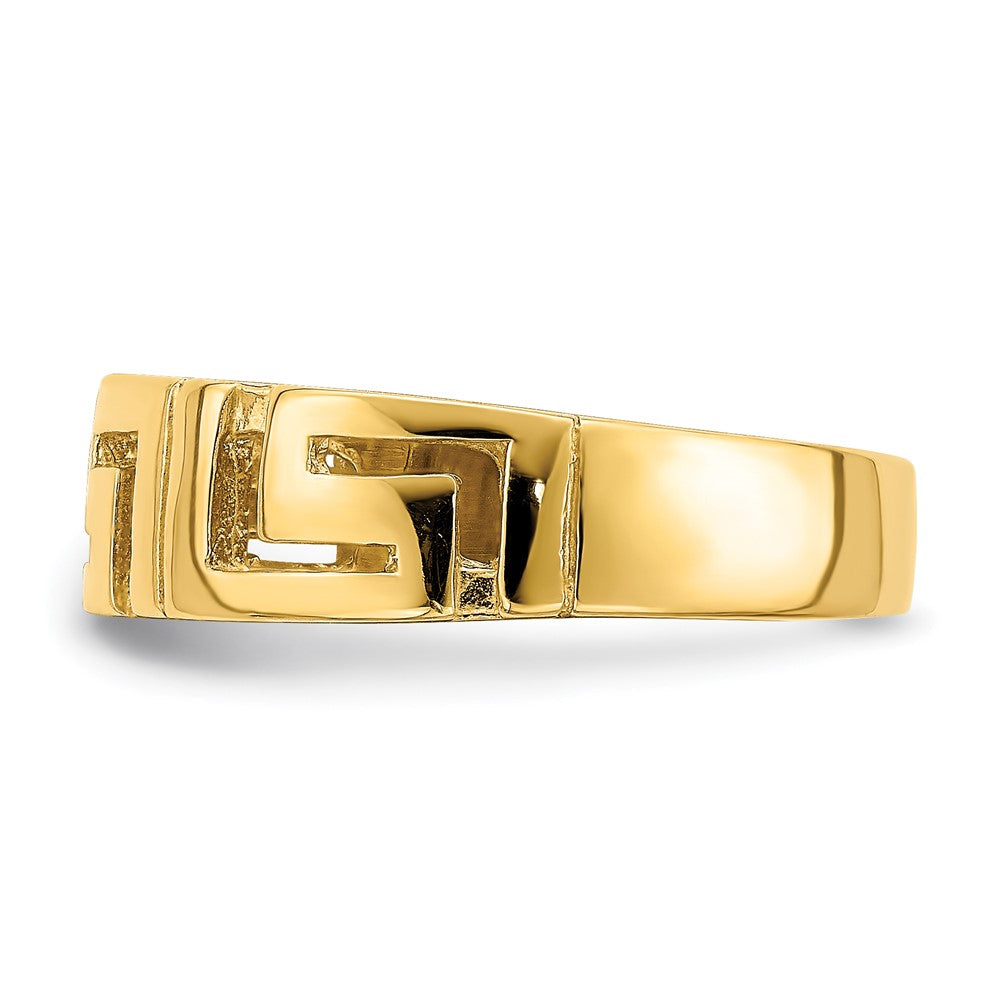 14K Gelbgold Ring mit griechischem Mäanderdesign und verjüngtem Ringschaft