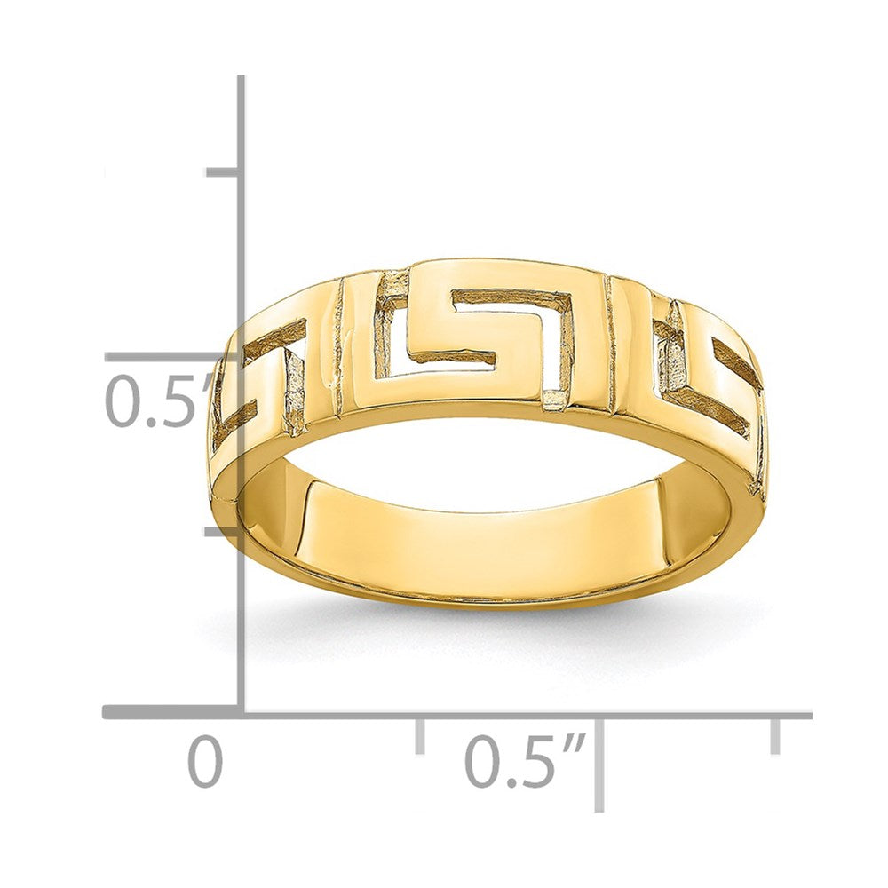 14K Gelbgold Ring mit griechischem Mäanderdesign und verjüngtem Ringschaft