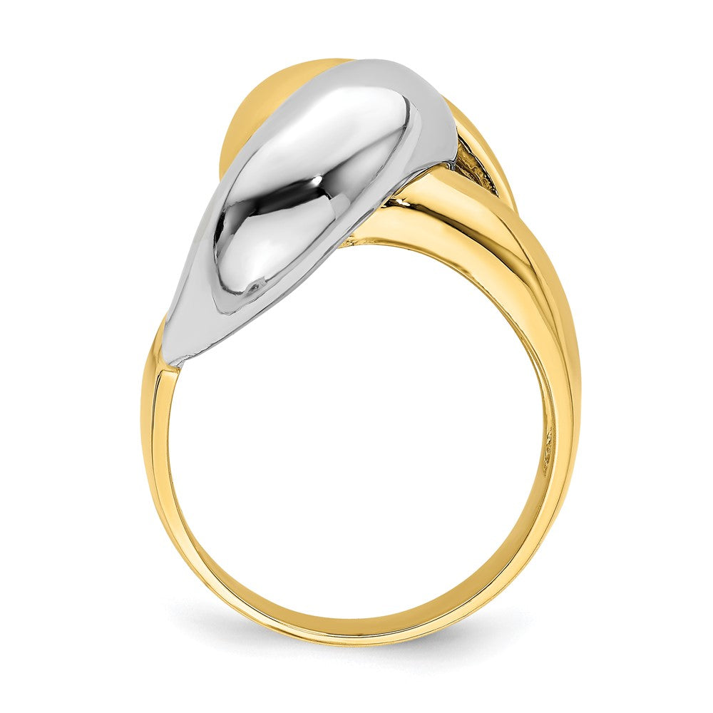14K Bicolor Gold Ring mit poliertem Knotendesign