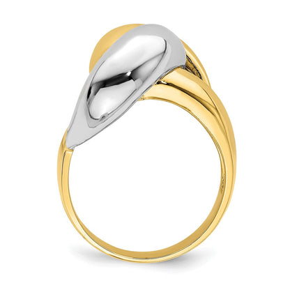14K Bicolor Gold Ring mit poliertem Knotendesign