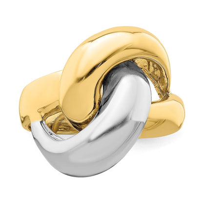 14K Bicolor Gold Ring mit poliertem Knotendesign