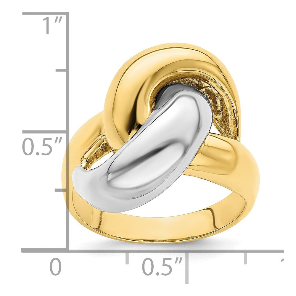 14K Bicolor Gold Ring mit poliertem Knotendesign