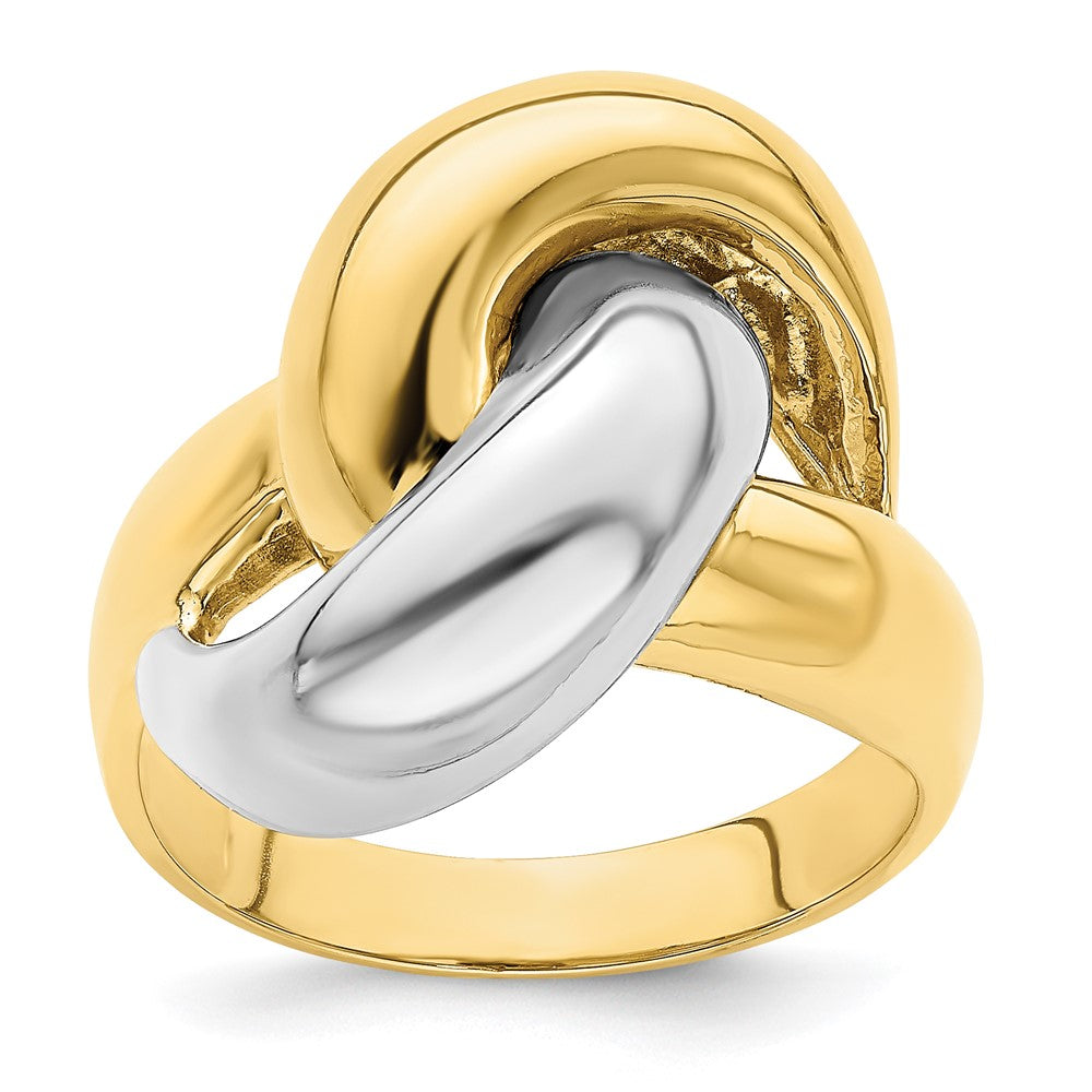 14K Bicolor Gold Ring mit poliertem Knotendesign